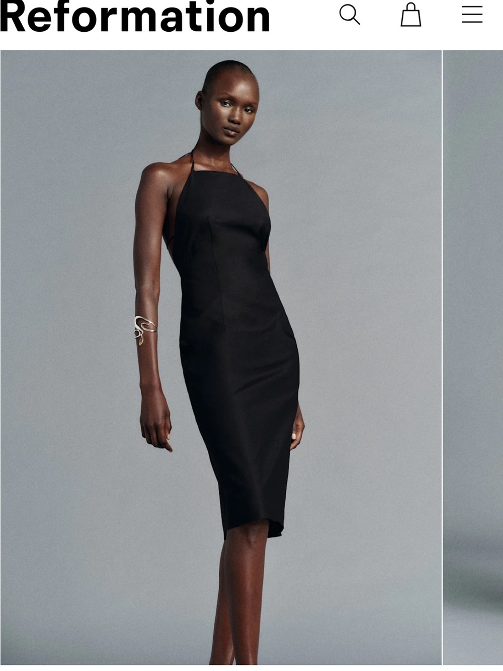 Reformation Black Halter-Neck Midi Dress
